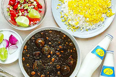 چلو خورشت قورمه سبزی نرمال