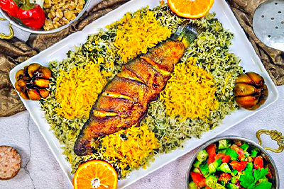 سبزی پلو با ماهی سرخ شده (ویژه)