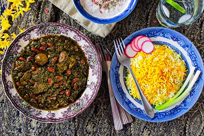 چلو خورشت قورمه سبزی اقتصادی 